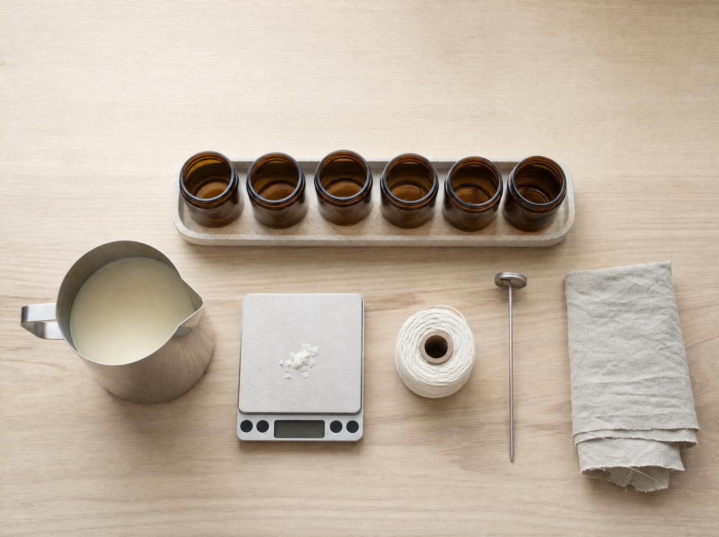 A candle maker's pouring station
